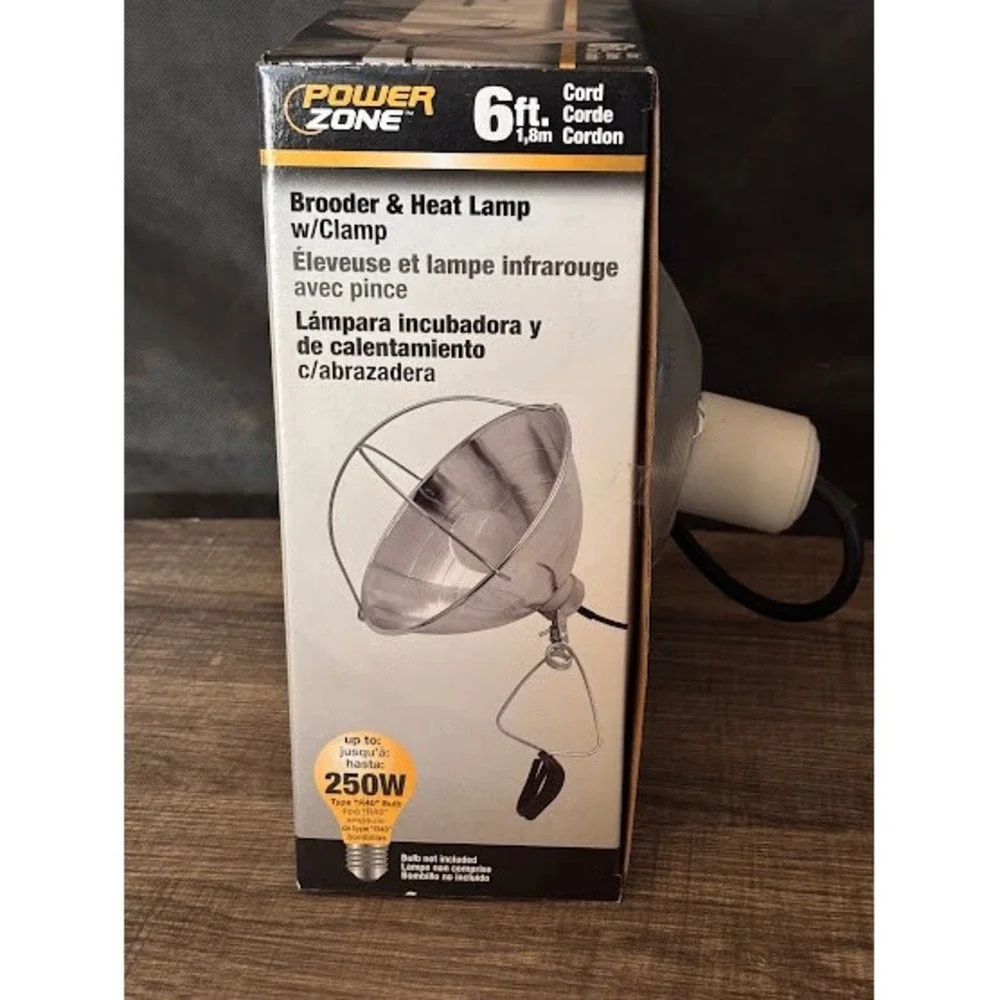 Power Zone 10‎ Inch Brooder Heat Lamp with Clamp 250W Porcelain Socket